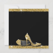 Gold Black High Heels Modern Birthday Party Square Kaart (Achterkant)