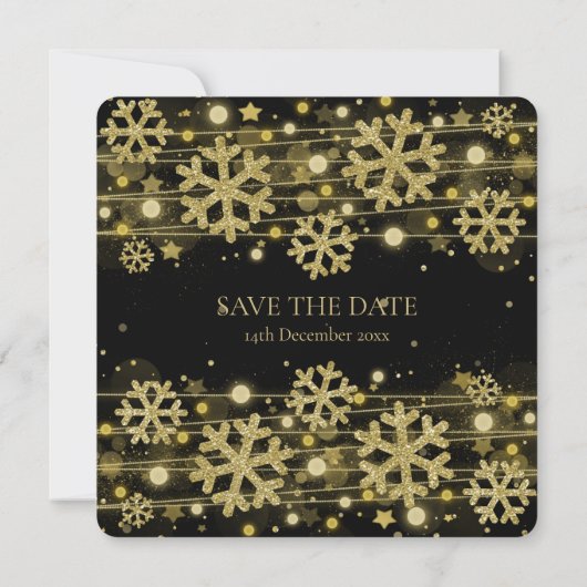 Gold & Black Holiday Weddenschap Save the Date Kaart (Achterkant)