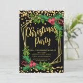 Gold Black Holly Lijst Glitter Christmas Corporate Kaart (Staand voorkant)