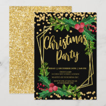 Gold Black Holly Lijst Glitter Christmas Corporate