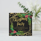 Gold Black Holly Lijst Glitter kerst Corporate Kaart (Staand voorkant)