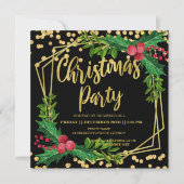 Gold Black Holly Lijst Glitter kerst Corporate Kaart (Voorkant)