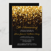 Gold Black Hollywood Glam 5th Wedding Jubileum Kaart (Voorkant / Achterkant)
