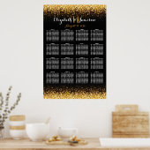 Gold Black Hollywood Glitz Glam Seating Chart Poster (Keuken)