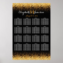 Gold Black Hollywood Glitz Glam Seating Chart Poster