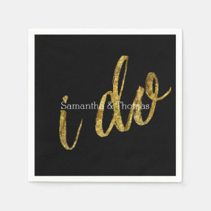 Gold Black I Do Servetten