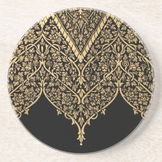 Gold Black Indian Motif  Design Pattern Zandsteen Onderzetter