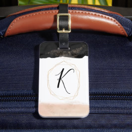 Gold Black Ink Monogram Bagagelabel