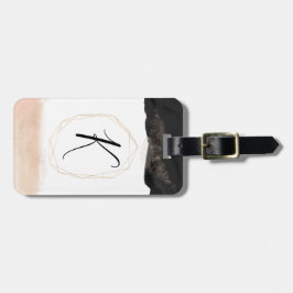 Gold Black Ink Monogram Bagagelabel