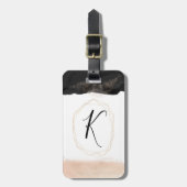 Gold Black Ink Monogram Bagagelabel (Voorkant verticaal)