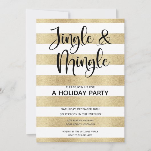 Gold Black Jingle en Mingle Holiday Party Kaart (Voorkant)