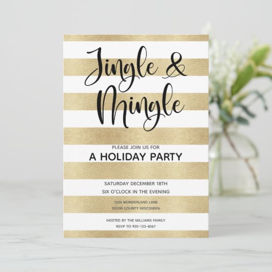 Gold Black Jingle en Mingle Holiday Party Kaart (Staand voorkant)