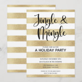 Gold Black Jingle en Mingle Holiday Party Kaart (Voorkant / Achterkant)