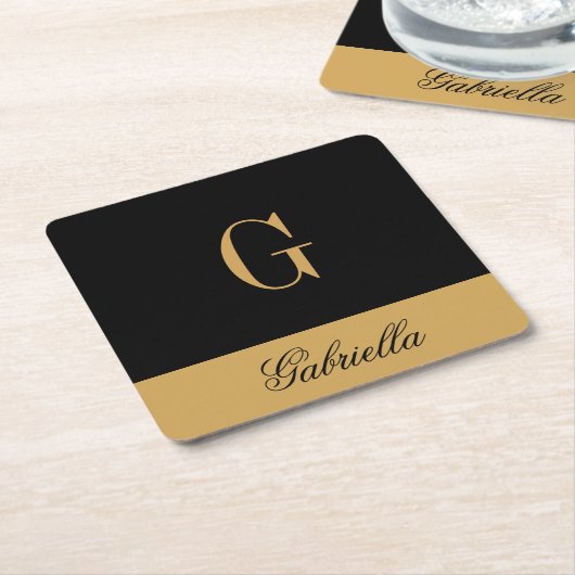 Gold Black Kartonnen Onderzetters (Schuin)