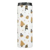 Gold Black kerstbomen Pattern Thermosbeker (Achterkant)