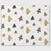 Gold Black kerstboom en cadeaupatroon Cadeaupapier (Vlak)