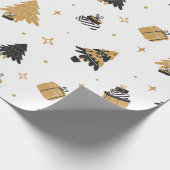 Gold Black kerstboom en cadeaupatroon Cadeaupapier (Hoek)