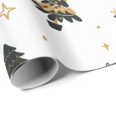 Gold Black kerstboom en cadeaupatroon Cadeaupapier (Rol Hoek)