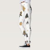 Gold Black-kerstboompatroon Leggings (Links)