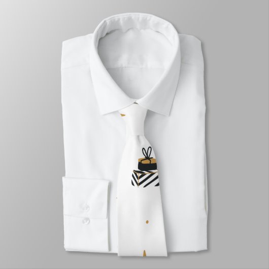 Gold Black-kerstboompatroon Stropdas (Gebonden)