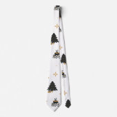 Gold Black-kerstboompatroon Stropdas (Voorkant)