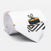 Gold Black-kerstboompatroon Stropdas (Opgerold)