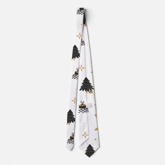 Gold Black-kerstboompatroon Stropdas (Achterkant)