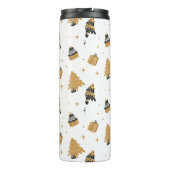 Gold Black-kerstboompatroon Thermosbeker (Achterkant)