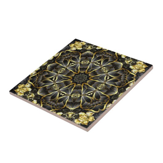 Gold/Black Kitchen Backsplash ~ Tuscan Colors ~ Tegeltje (Zijkant)