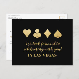 Gold Black Las Vegas Wedding RSVP Response Kaart