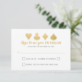 Gold Black Las Vegas Wedding Sign Funny Wording RSVP Kaartje (Staand voorkant)
