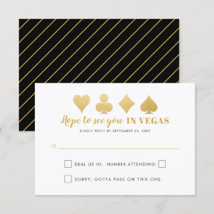 Gold Black Las Vegas Wedding Sign Funny Wording RSVP Kaartje