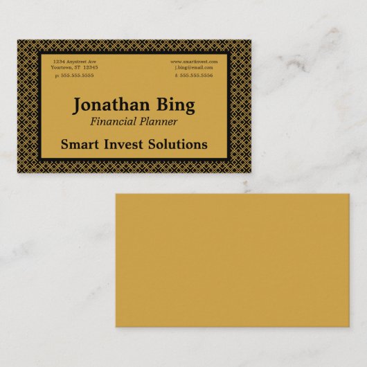Gold & Black Lattice Gold & Black Frame Visitekaartje (Voorkant / Achterkant)