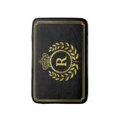 Gold Black Laurel Wreath Crown Royal Monogrammed Badmat (Voorkant Verticaal)