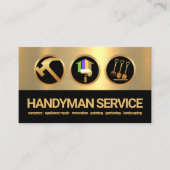 Gold Black Layers Handyman Tools Icons Builder Visitekaartje (Voorkant)