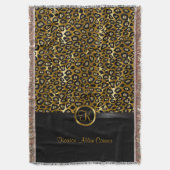 Gold & Black Leopard Animal Pattern Deken (Voorkant Verticaal)
