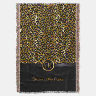Gold & Black Leopard Animal Pattern Deken