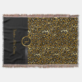 Gold & Black Leopard Animal Pattern Deken (Voorkant)