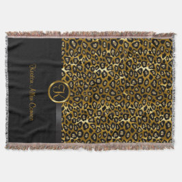 Gold & Black Leopard Animal Pattern Deken