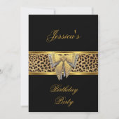 Gold Black Leopard bow Elegant Classy Birthday Kaart (Voorkant)
