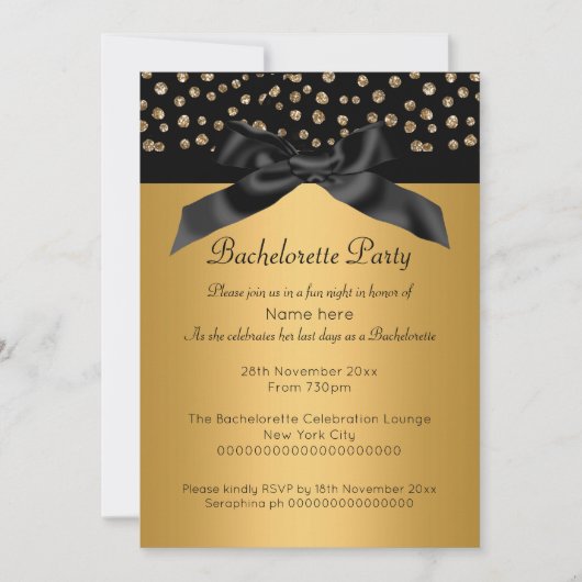 GOLD BLACK LEOPARD DIAMOND BACHELORETTE INVITATIE KAART (Voorkant)