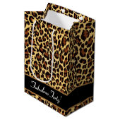 Gold Black Leopard Fabulous 40 Birthday A12 Medium Cadeauzakje (Voorkant Gekanteld)