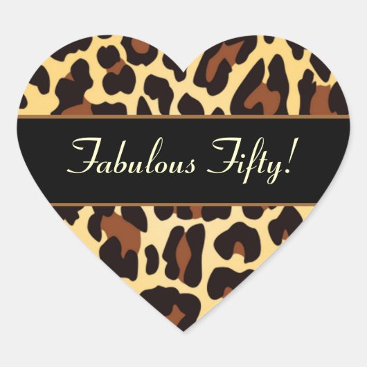 Gold Black Leopard Fabulous 50 dagen Hart Sticker (Voorkant)