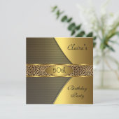 Gold Black Leopard Invite 50e verjaardag Kaart (Staand voorkant)