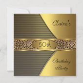 Gold Black Leopard Invite 50e verjaardag Kaart (Voorkant)