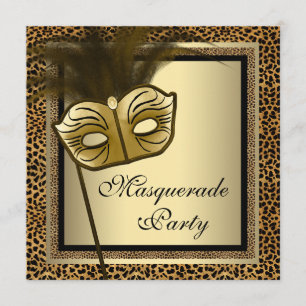 Gold Black Leopard Masquerade Party Kaart