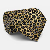 GOLD BLACK LEOPARD PATTERNED MANNEN STROPDAS (Opgerold)