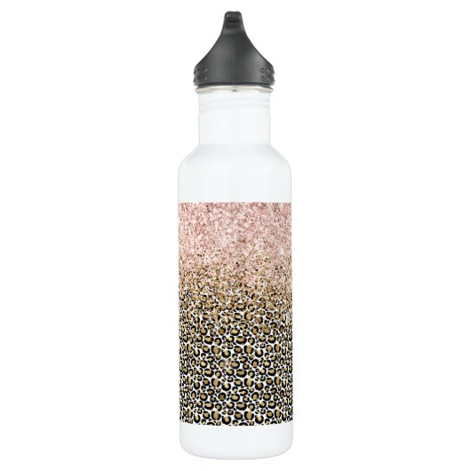 Gold Black leopard Print Glitz Waterfles (Rechts)