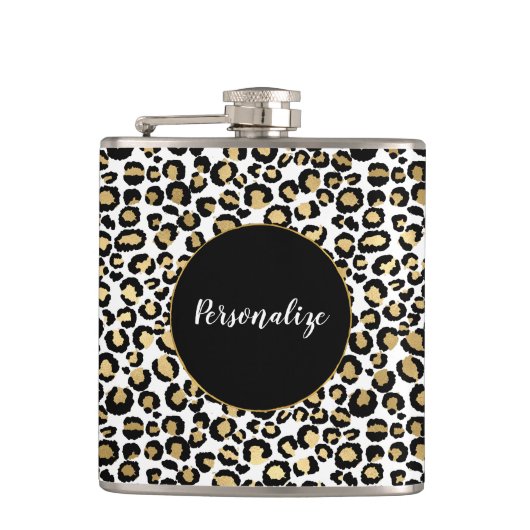 Gold Black leopard-printer Heupfles (Voorkant)