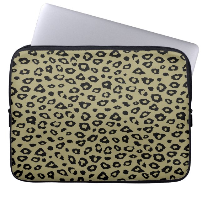 Gold Black leopard-printer Laptop Sleeve (Voorkant)